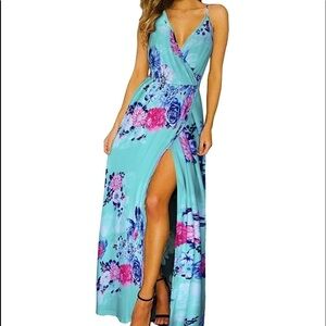 🩴NWT,InIn Deep V-Neck,Summer Floral Maxi Dress, Incredible Colors & Fit,Size S